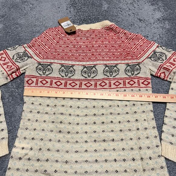 Woolrich Sweater Womens XS Mohair Wool Blend Fair Isle Owl Crew Neck - Picture 5 of 8